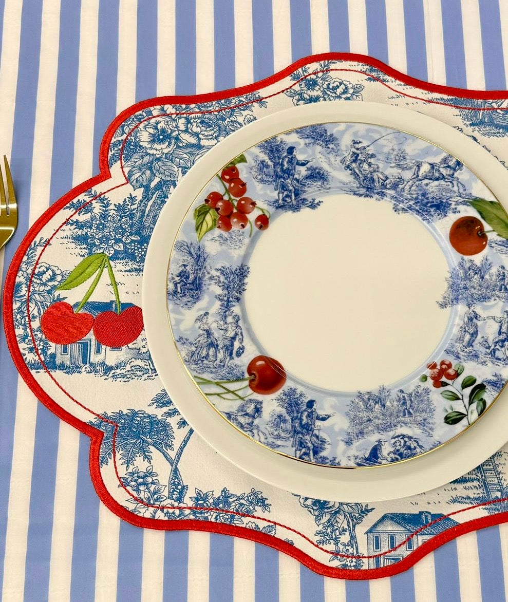 Toile & Cherry Dessert Set