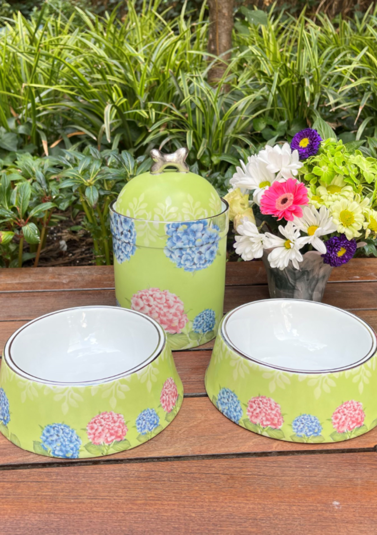 Mint Hydrangeas Dog Set