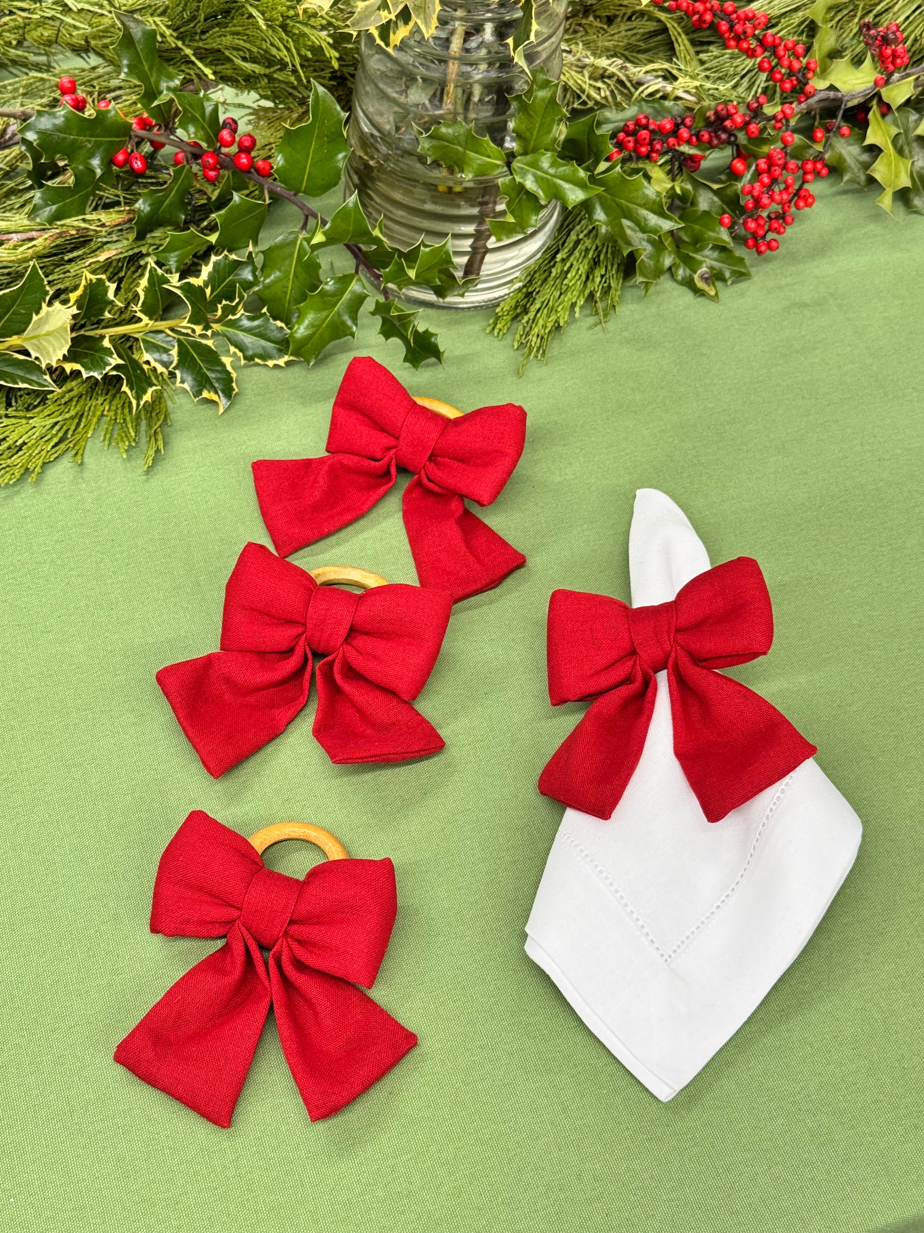 Red Bow Napkin Ring (set of 2)