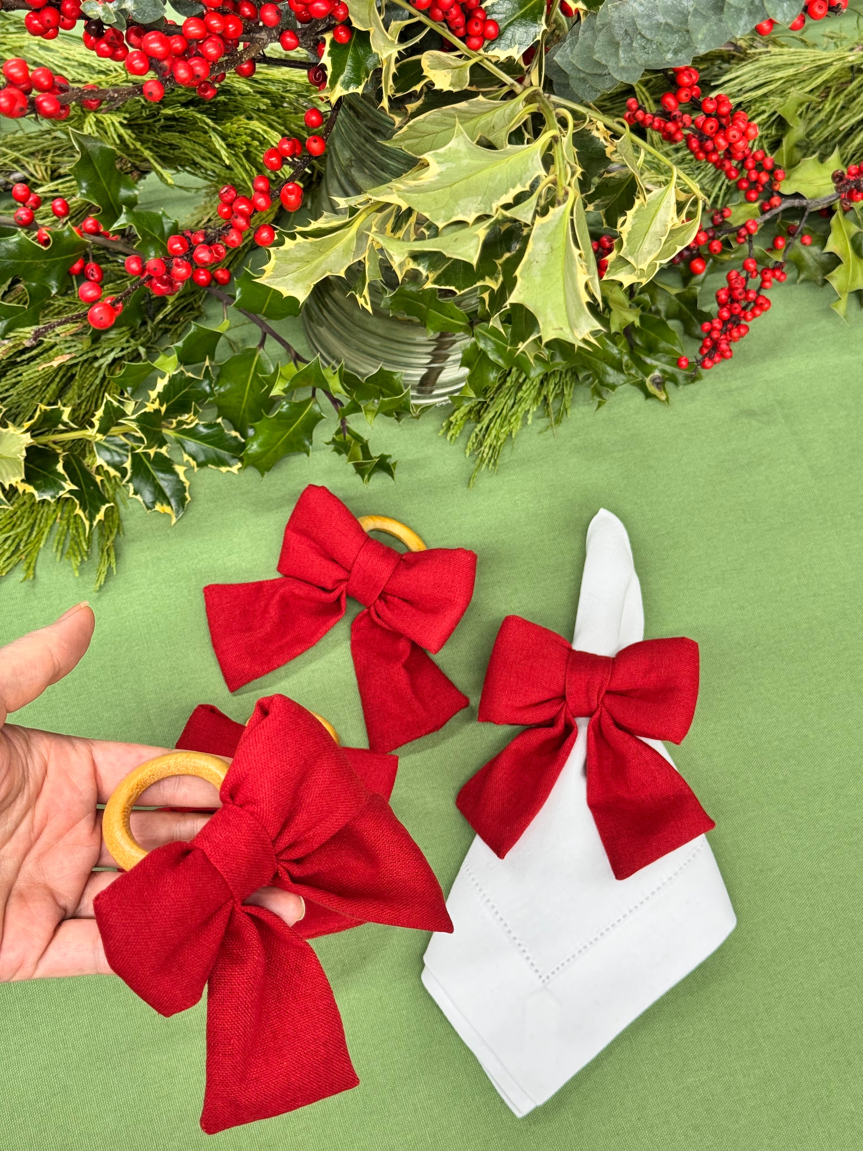 Red Bow Napkin Ring (set of 2)