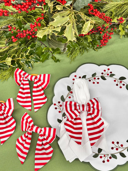 Stripes Bow Napkin Ring, Fabric (Set 0f 2)