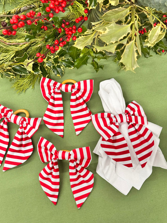 Stripes Bow Napkin Ring, Fabric (Set 0f 2)