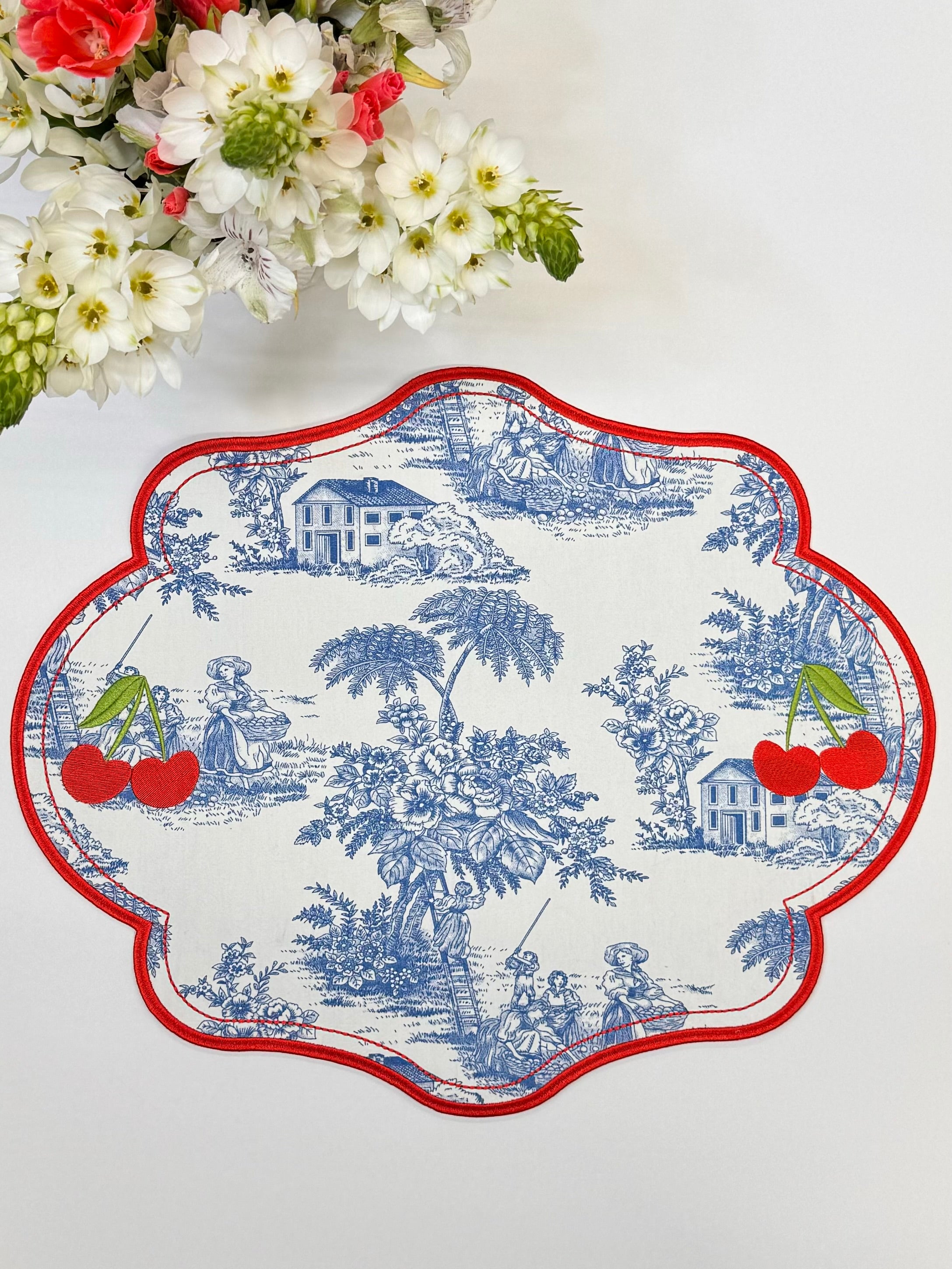 Toile & Cherry Placemat