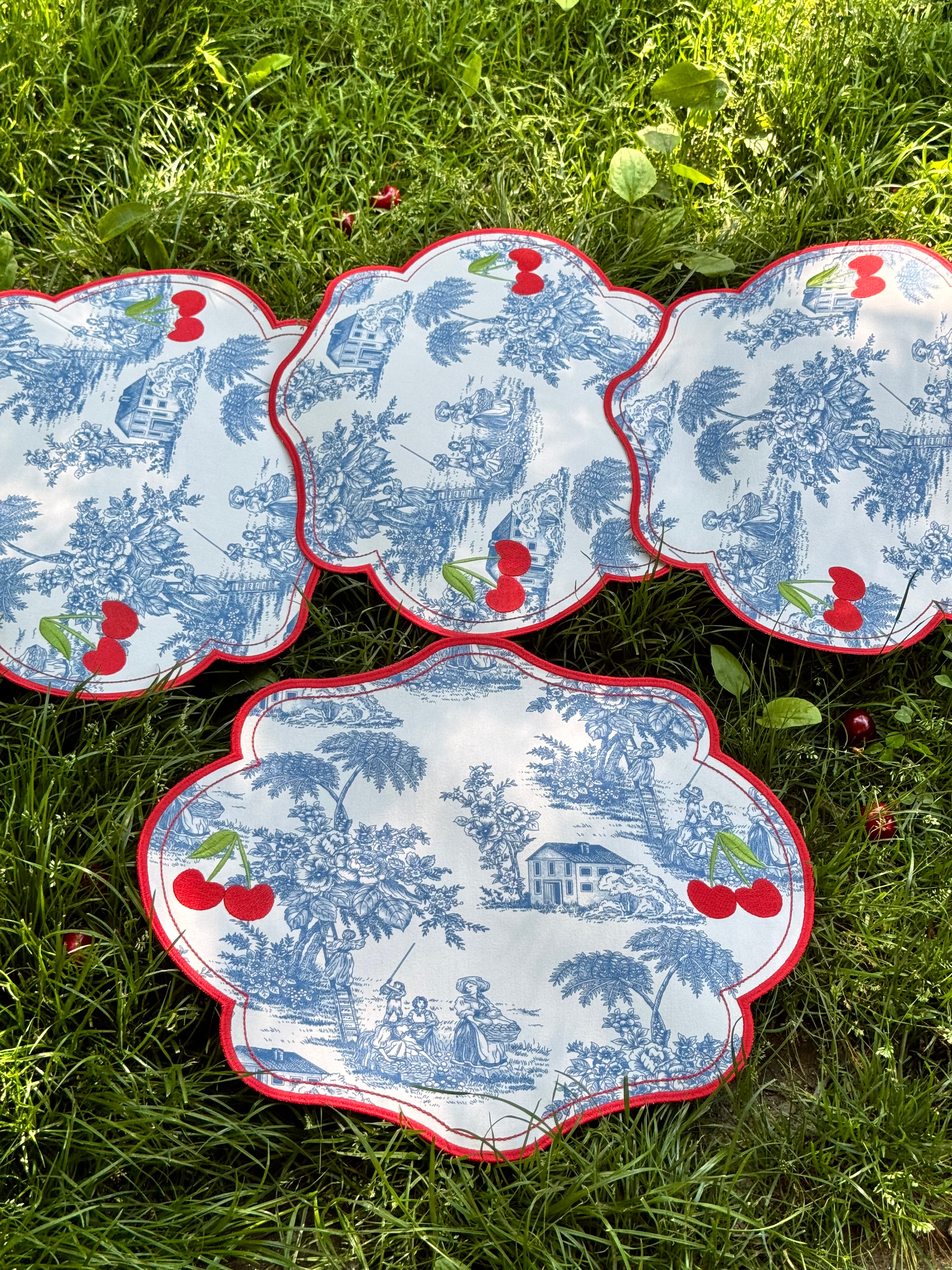 Toile & Cherry Dessert Set