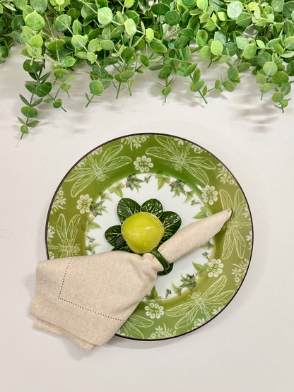 Green Apple w/ Leaves Napkin Ring (set of 2)